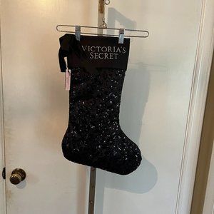 Victoria's Secret Christmas Sequin Leopard Detailing Stocking in Black, NWT